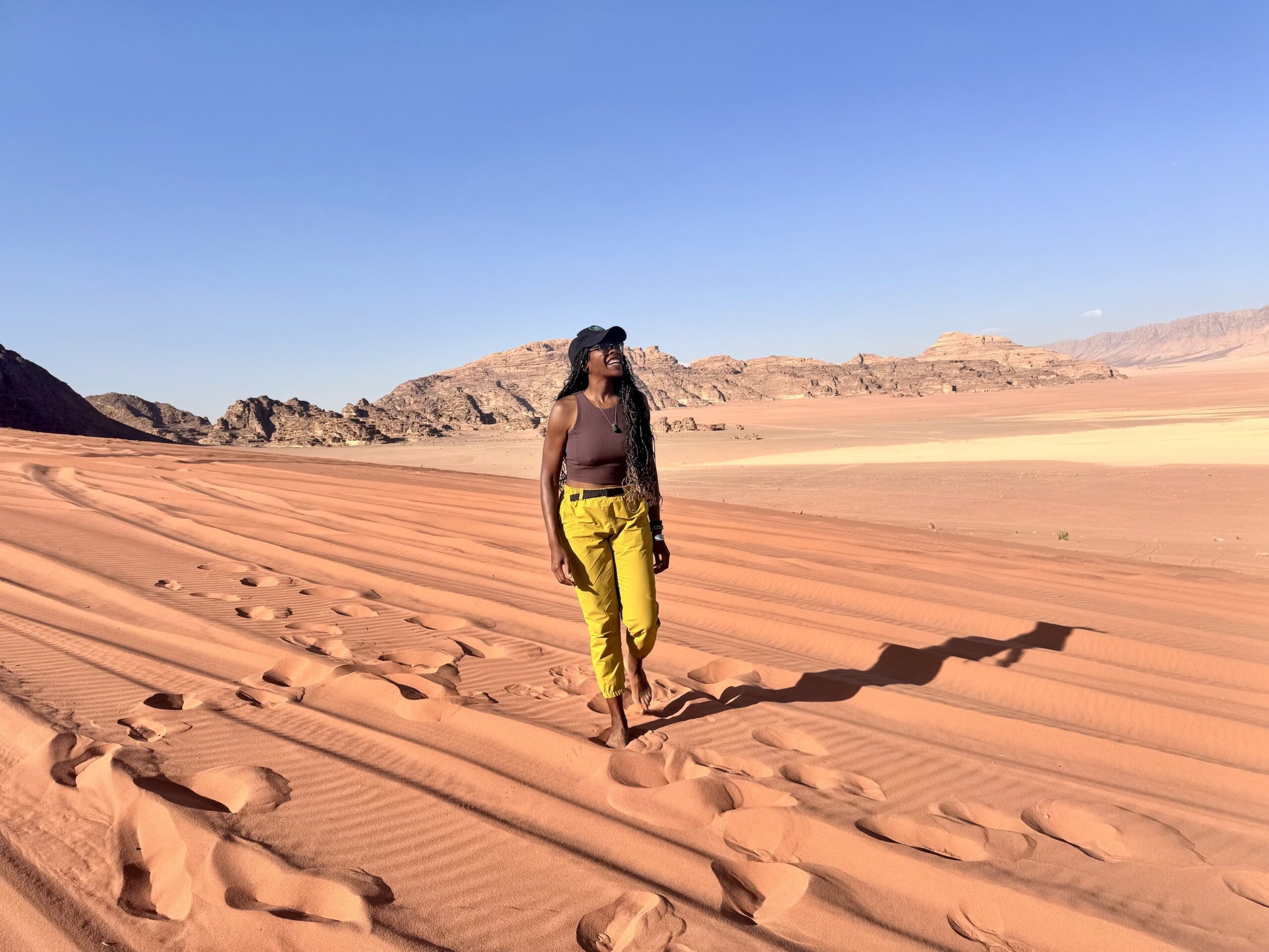 Photos of me walking in the Wadi Rum desert. 