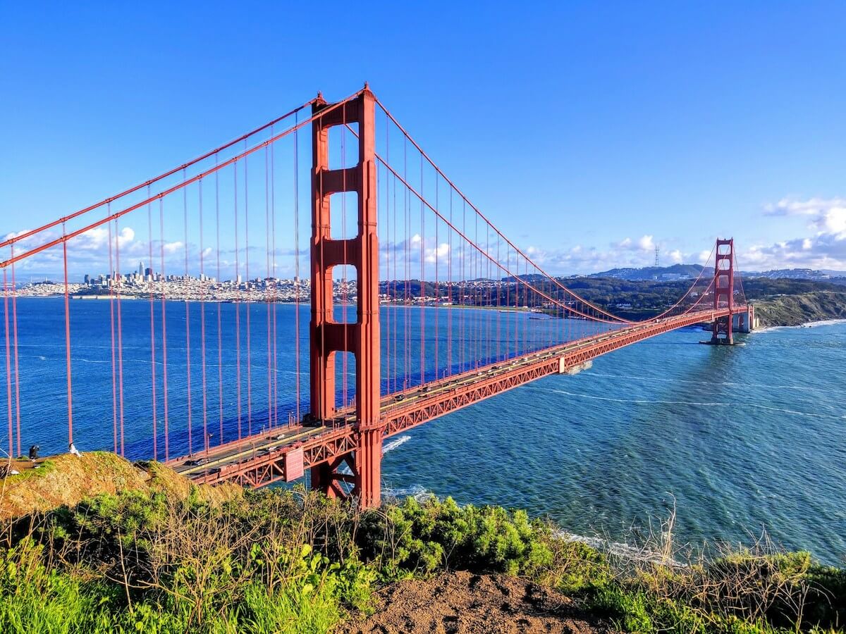 This photo is of the iconic Golden Gate Bridge in California and it's a huge reason people visit San Francisco. 